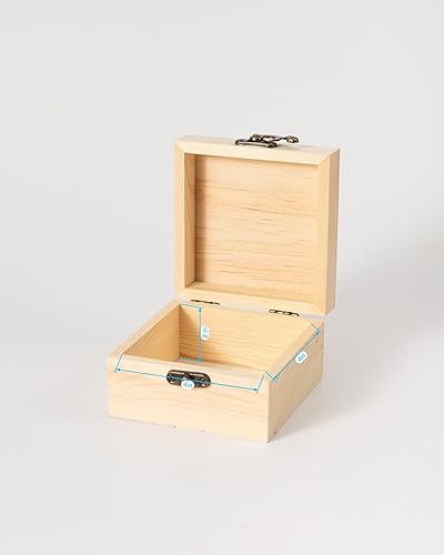 Miniatura 3 de Caja pequeña de madera de 8 piezas, caja del tesoro de madera sin terminar con tapas para manualidades (4.5 x 4.5 x 3 pulgadas)