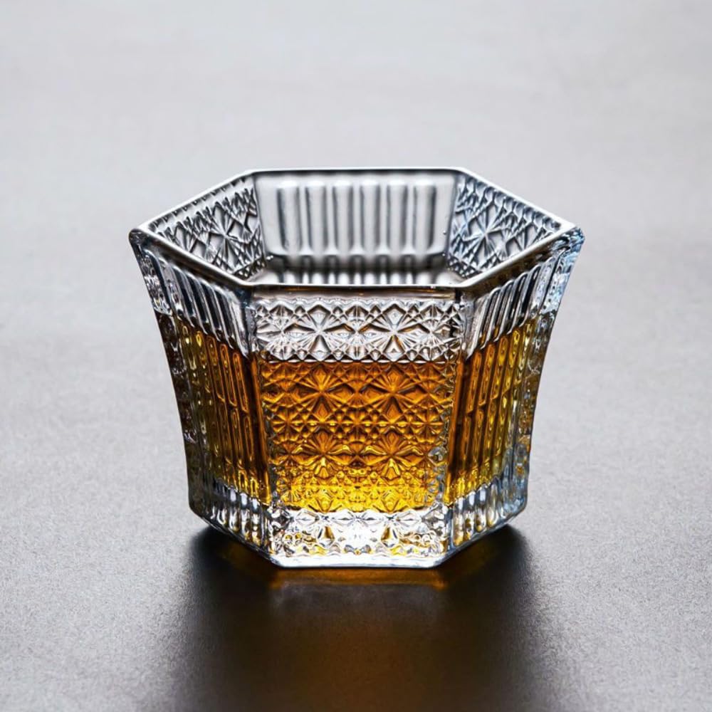2 szt. 70 ml sześciokątny filiżanka do herbaty ze szkła kryształowego Szklanka do whisky Master Cup do domowego baru