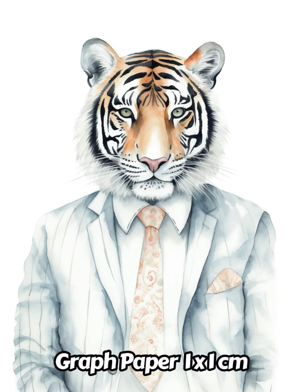 Independently published Watercolor Tiger Graph Paper 1x1 cm: 1cm Squared Grid Paper | Gift For People Who Love Cats, Wildlife Animal Lovers | For Back To School, Office, Work | 8.5 x 11 Inches | 111 Pages | v4