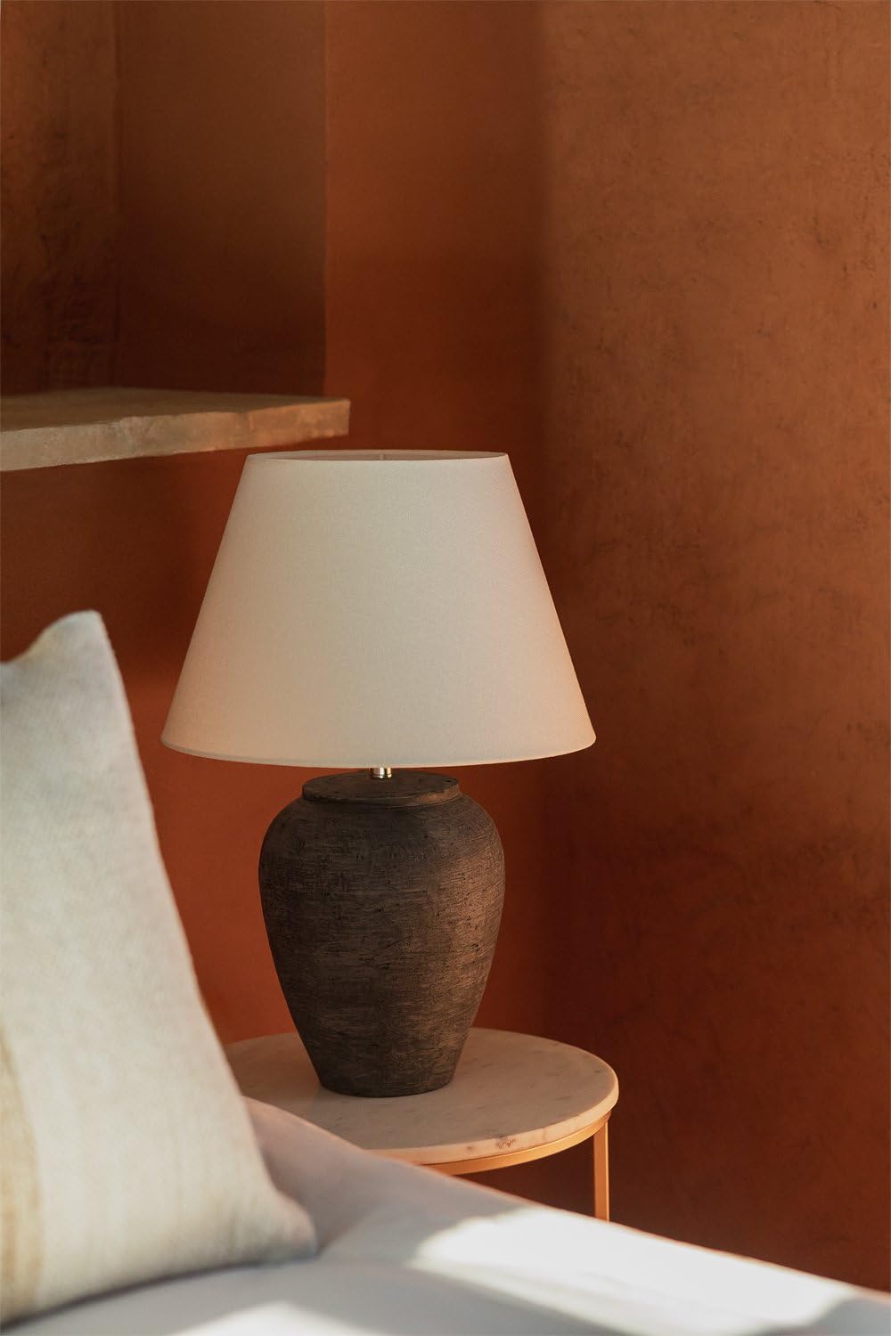 SKLUM Lampe de table Ximena en lin et terre cuite