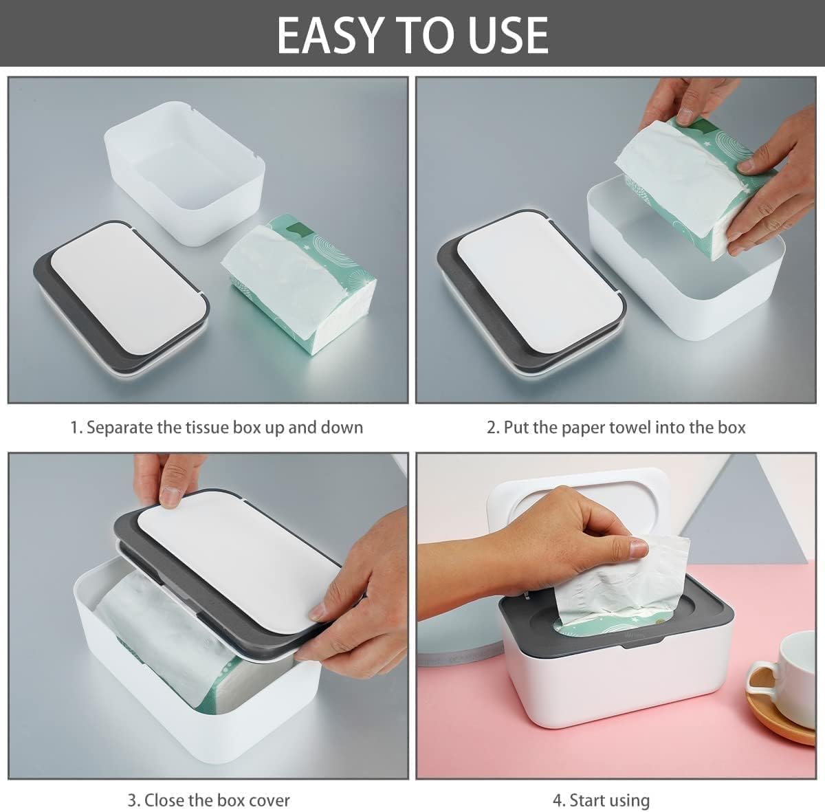 Xeerabdi Wet Wipe Dispenser Baby Napkin Storage Box | Tissue Paper Holder Box Dust-Proof Lid Wet Tissue Box Wet Wipe Case Holder with Lid Keeps Wipes Fresh for Home, Office, Car 2