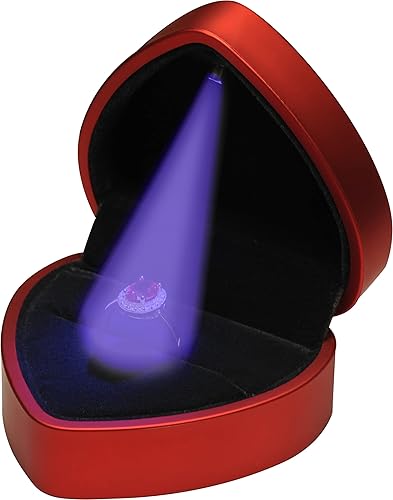 The Jewellery Pak Caja de anillo LED roja para propuesta, boda, compromiso, cumpleaños, día de San Valentín, día de la madre, día del padre,