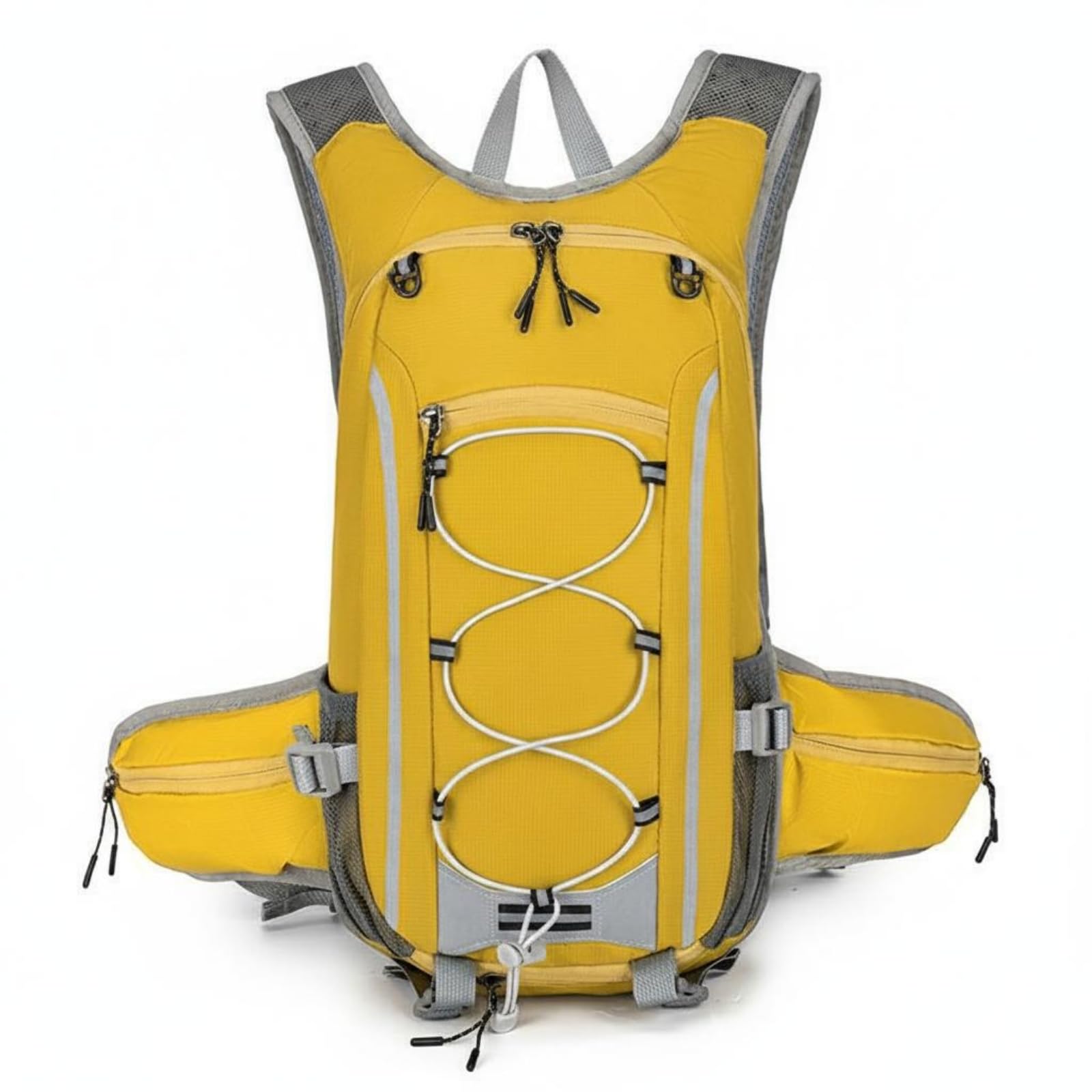 myaddiction hiking vest backpack adjustable straps running backpack vest multi-pocket lightweight hydration pack for men, women, mountaineering, cycling, yellow