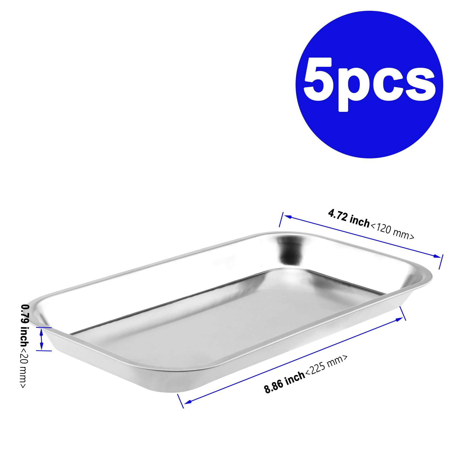 Lot De 4 Plateaux En Inox - 22.5x11.7x2 Cm - Idéal Labo, Cuisine, Salon - Lavable Au Lave-vaisselle