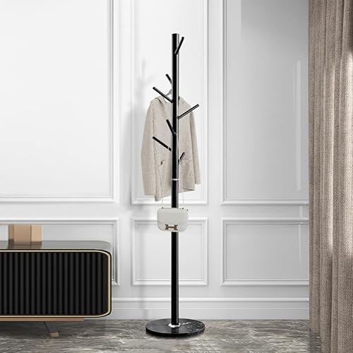 Miniatura 7 de Kertnic Perchero de metal, perchero independiente con base estable de mármol, árbol de abrigo de alta calidad con 7 ganchos de metal para pasillo,