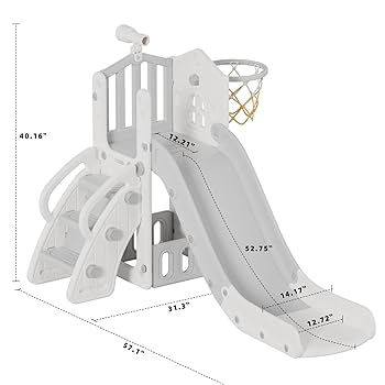 Toboggan Bébé 5 En 1 FAYDUDU - Avec Panier Basket Et Télescope - Intérieur/Extérieur