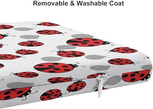 Miniatura 4 de SWEET TANG Cojín de asiento de espuma viscoelástica con diseño de mariquitas de dibujos animados lindo con cubierta de poliéster, para niños,