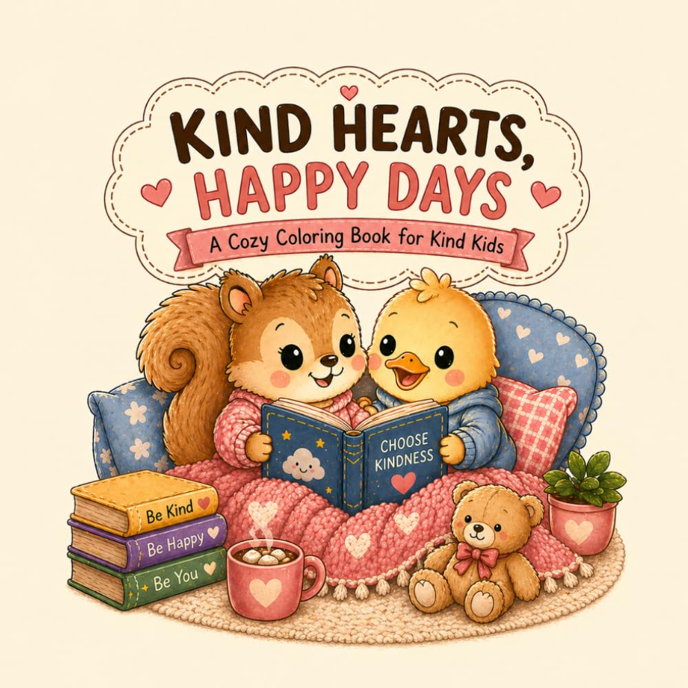 KIND HEARTS, HAPPY DAYS: A Cozy Coloring Book for Kind Kids