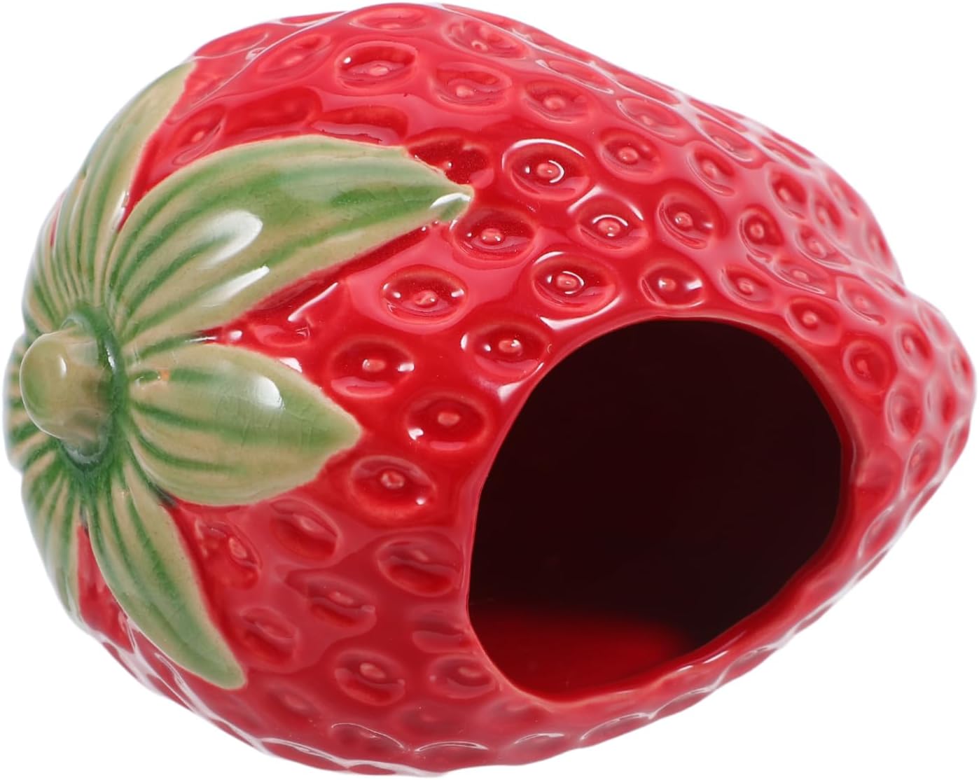 Milisten Ceramic Hamster Hideaway House: Strawberry Small Animal Habitat Cooling Pet Nest Hut Cage Critter Bath House for Guinea Pigs