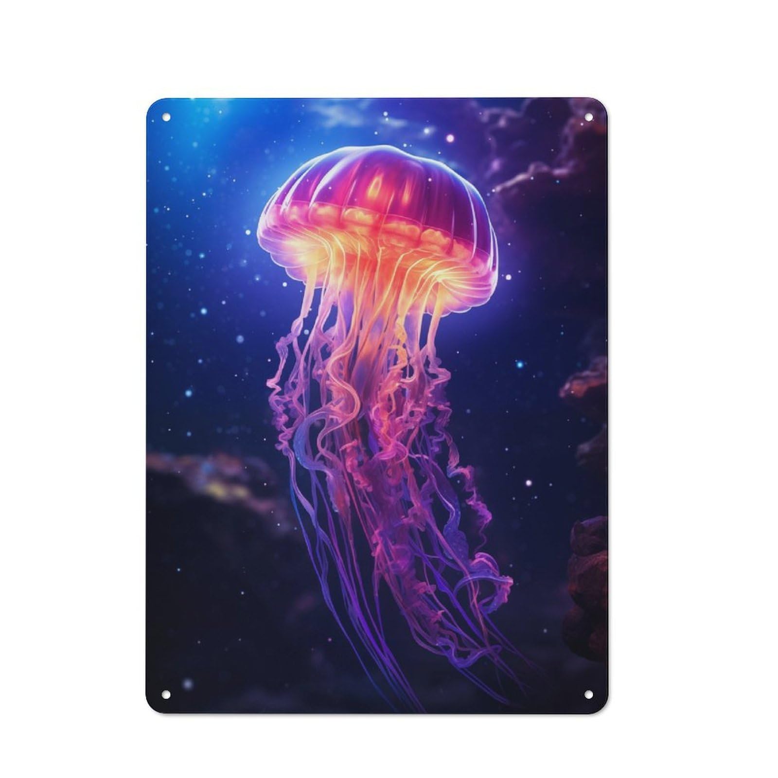 Junmoney Jellyfish Bioluminescence For Garden Room Or Summerhouse, Vintage Tin Sign 40X30cm, A Metal Wall Feature For Garden Rooms And Summerhouses
