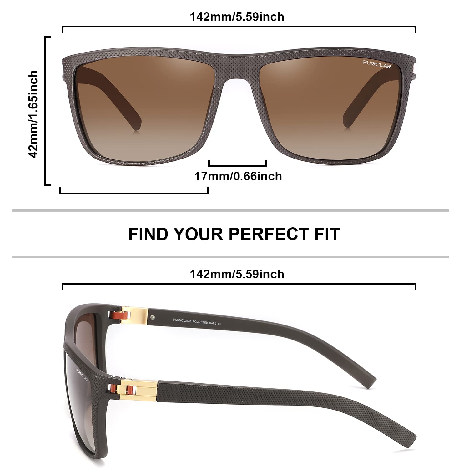PUKCLAR - Occhiali da Sole da Uomo e Donna Polarizzati Sportive, Materiale Leggero, Conducente Occhiali da Sole, Corsa, Ciclismo, Golf UV400, CAT.3