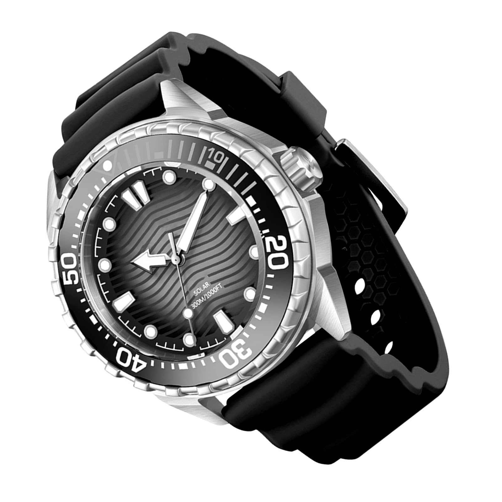 Wakects Reloj de Buceo de Cuarzo con Energía Solar, Resistente Al Agua hasta 300 M, Correa de Silicona Luminosa, para Hombres y Mujeres, Actividades Al Aire de Buceo Profesional