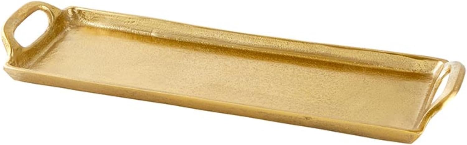 Santa Barbara Design Studio Serving Tray With Handles Rectangular Aluminum Platter, Large, Gold