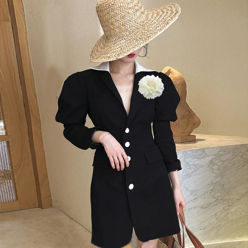 Image of Peony Fabric Flower Brooches Oversize Lapel Pins Extra Big Brooch Delicate Dancing Party Prom Wedding Charm Banquet Dress Suit Guest Corsage Accessories Gifts Dancer Large Hairpin Clip 110mm