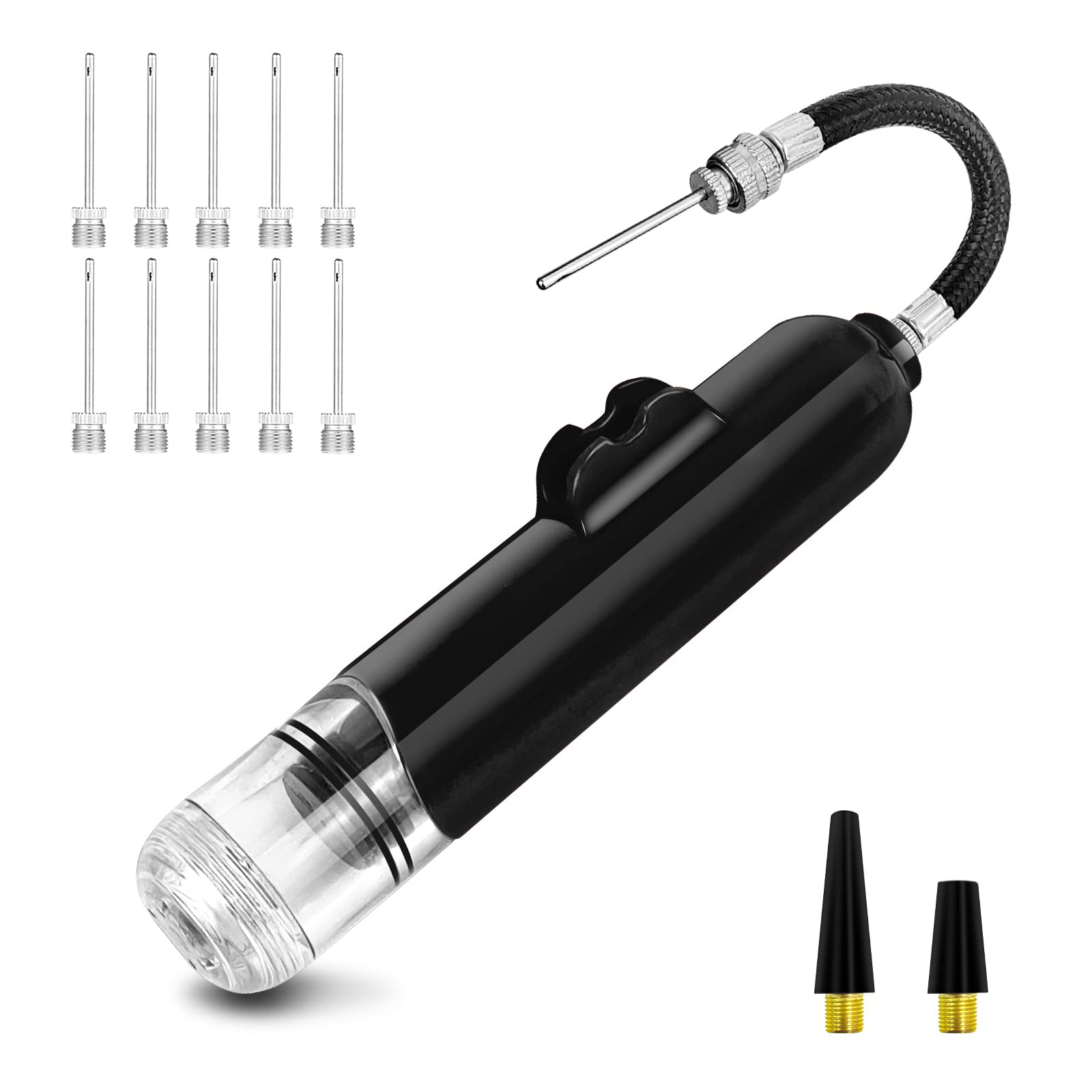 BOMPOWBall Pump Basketball Air Pump - Ball Pump for Sports Balls with 10pcs Needles & 2pcs Nozzles for Soccer, Volleyball Dual Action Hand Pump