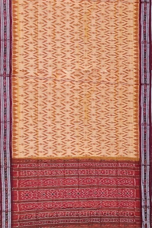 Image of Ikat Women's Cotton Saree, Handmade Pure Cotton Khandua Saree, Ikkat Orissa Traditional Handloom Saree Without Blouse