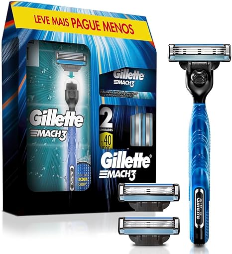 Kit Gillette Mach3 Aparelho de Barbear 1 Ud + Cargas 3 Uds Menor preço em Kit Gillette Mach3 Aparelho de Barbear 1 Ud + Cargas 3 Uds