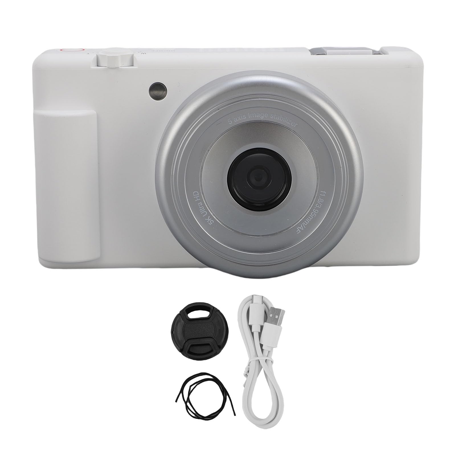 POENVFPO Aparat Cyfrowy 80 MP, Kamera do Vlogowania 5K HD z Wi-Fi, Ekranem Odchylanym o 180 Stopni i 5-osiowym żyroskopem Zapobiegającym Drganiom, do Fotografii i Selfie (WHITE)