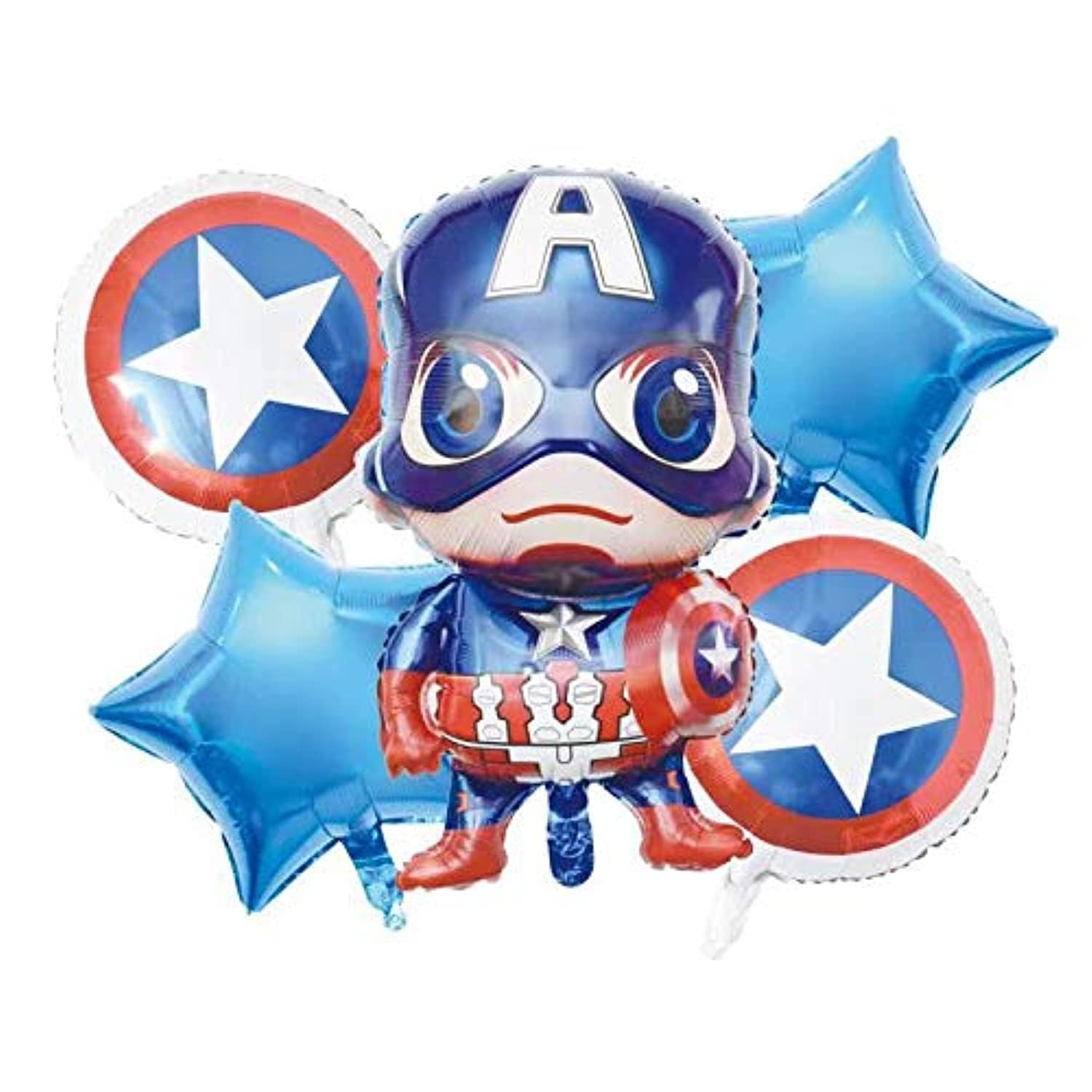 Brain Giggles 5 Pcs Marvel Avengers Foil Balloon Bundle - Avengers Foil Balloon Bouquet - Happy Birthday Foil Balloon Decorations for Boys