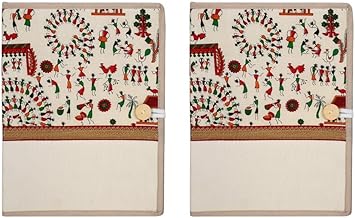 CAMPIO Printed Fabric File Folders for Certificates, Document Holder, Jute Conference Folder (Size: A4, Color: Multicolor Warli Printed) (Pack of 2)