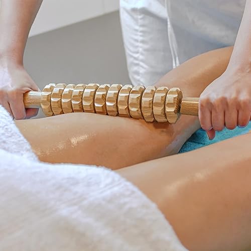 Miniatura 3 de Herramientas de rodillo de masaje de terapia de madera curva, drenaje linfático, masaje de celulitis y rodillo muscular de madera para cintura y