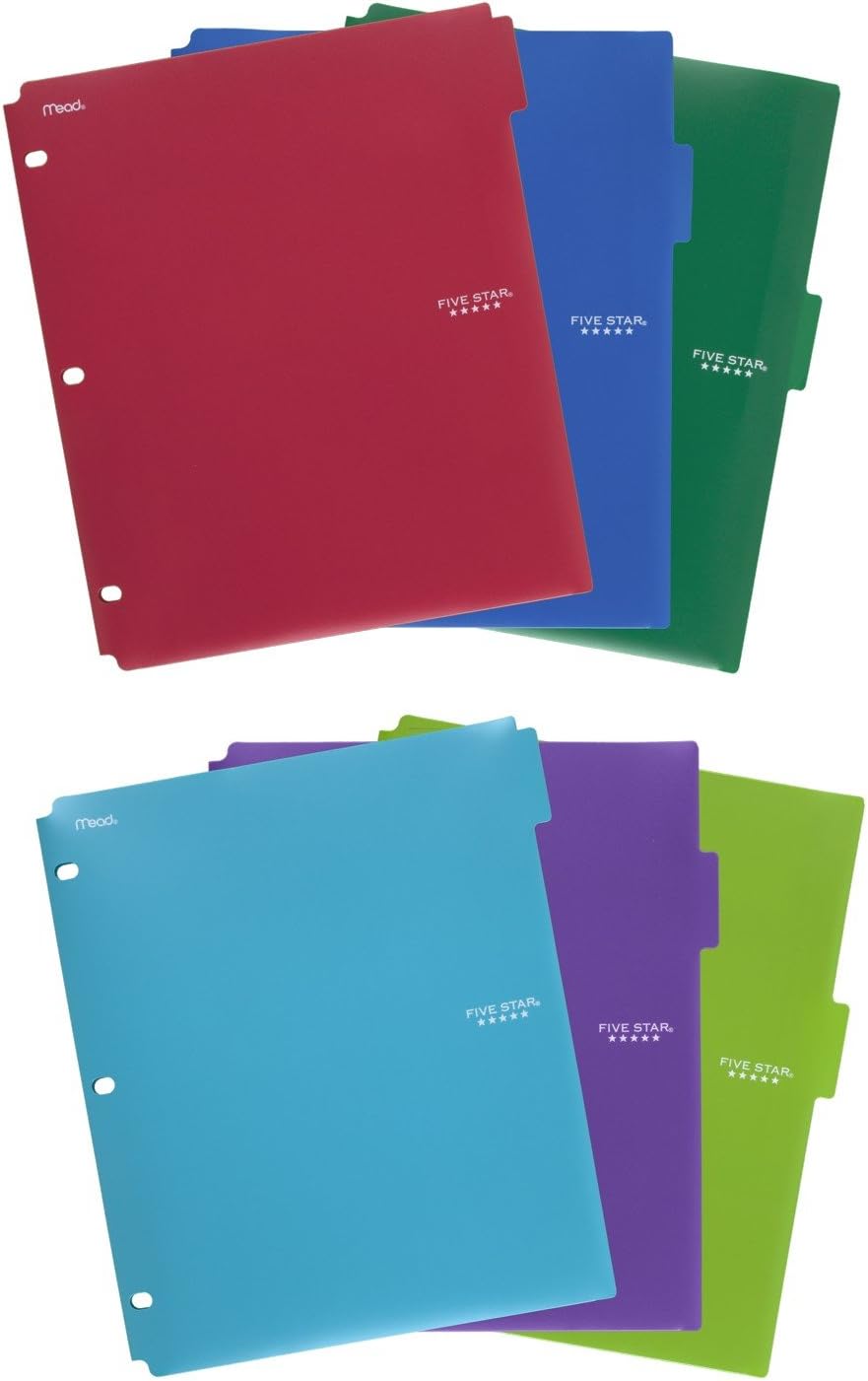 Five Star Binder Dividers, 2 Pocket, 3 Tabs, Color Selected For You, 3 Pack (20042)