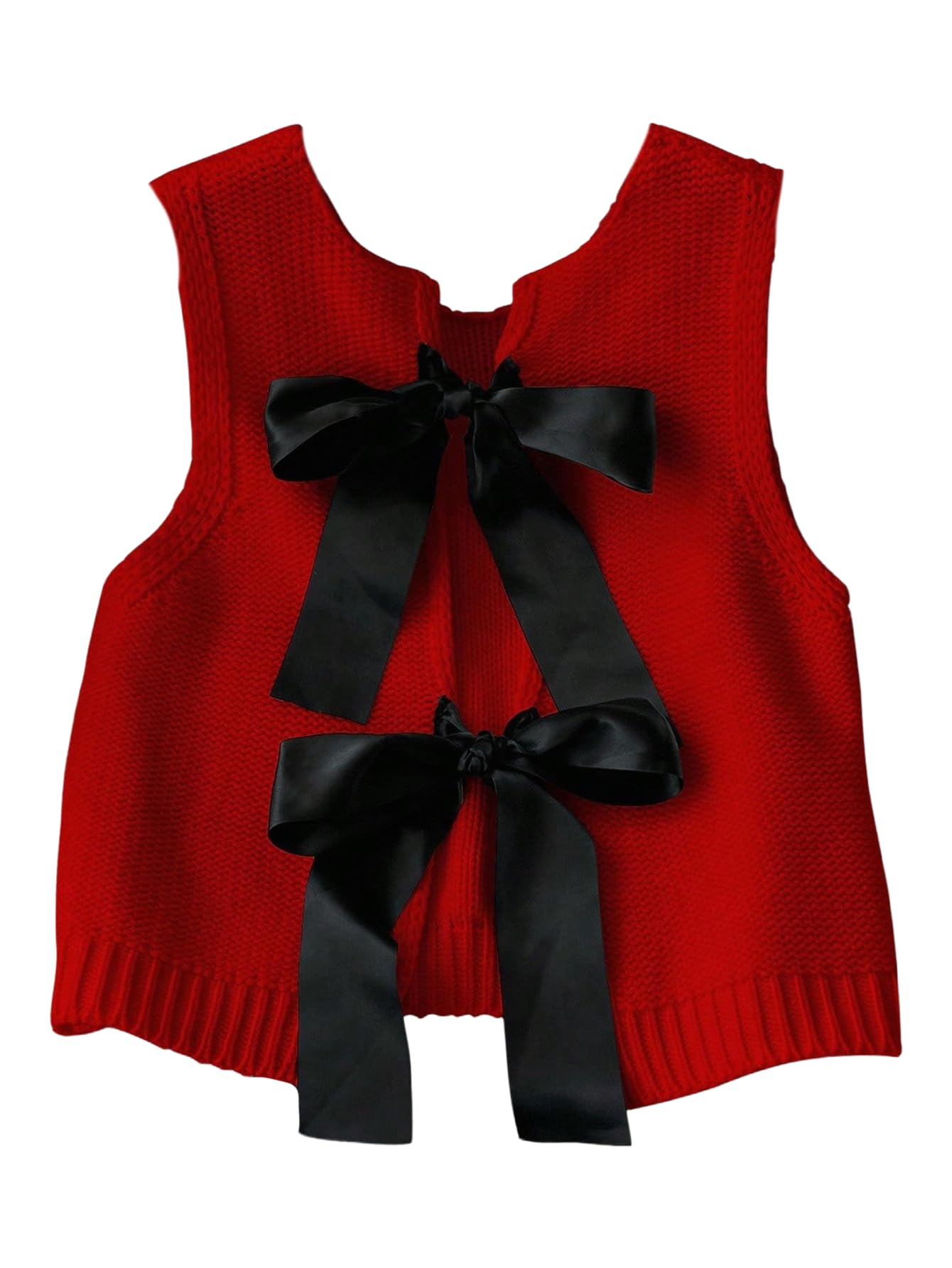 GORGLITTER Womens Cropped Sweater Vest Tie Back Bow Sleeveless Knit Crop Tank Tops Cute Dressy Casual Valentine Outfits