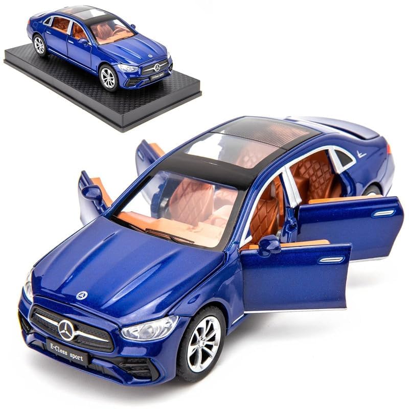 Image of VBE Compatible for 1:32 Marcedes Benz E300l Toy Car Model, Diecast Collectible Pull Back Model Car with Sound and Light, Toy Gift Vehicles for Adults Kids Boys Girls?Blue?