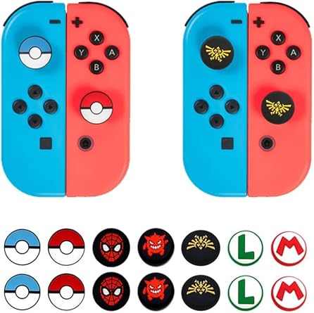 WOTOBE Nintendo Switch/Switch OLED Uyumlu 3D Analog Koruyucu Silikon, Kaptan Amerika, 4'lü Set