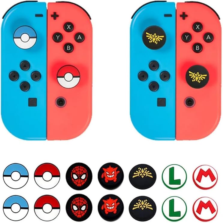 WOTOBE Nintendo Switch/Switch OLED Uyumlu 3D Analog Koruyucu Silikon, Kaptan Amerika, 4'lü Set