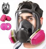 WYAJU Full Face Respirator Mask with Filters, Reusable Anti-fog Gas Mask with 60926 Activated Carbon Filters Against Dust Organic Vapor, Ideal for Painting, Polishing, Welding,Woodworking
