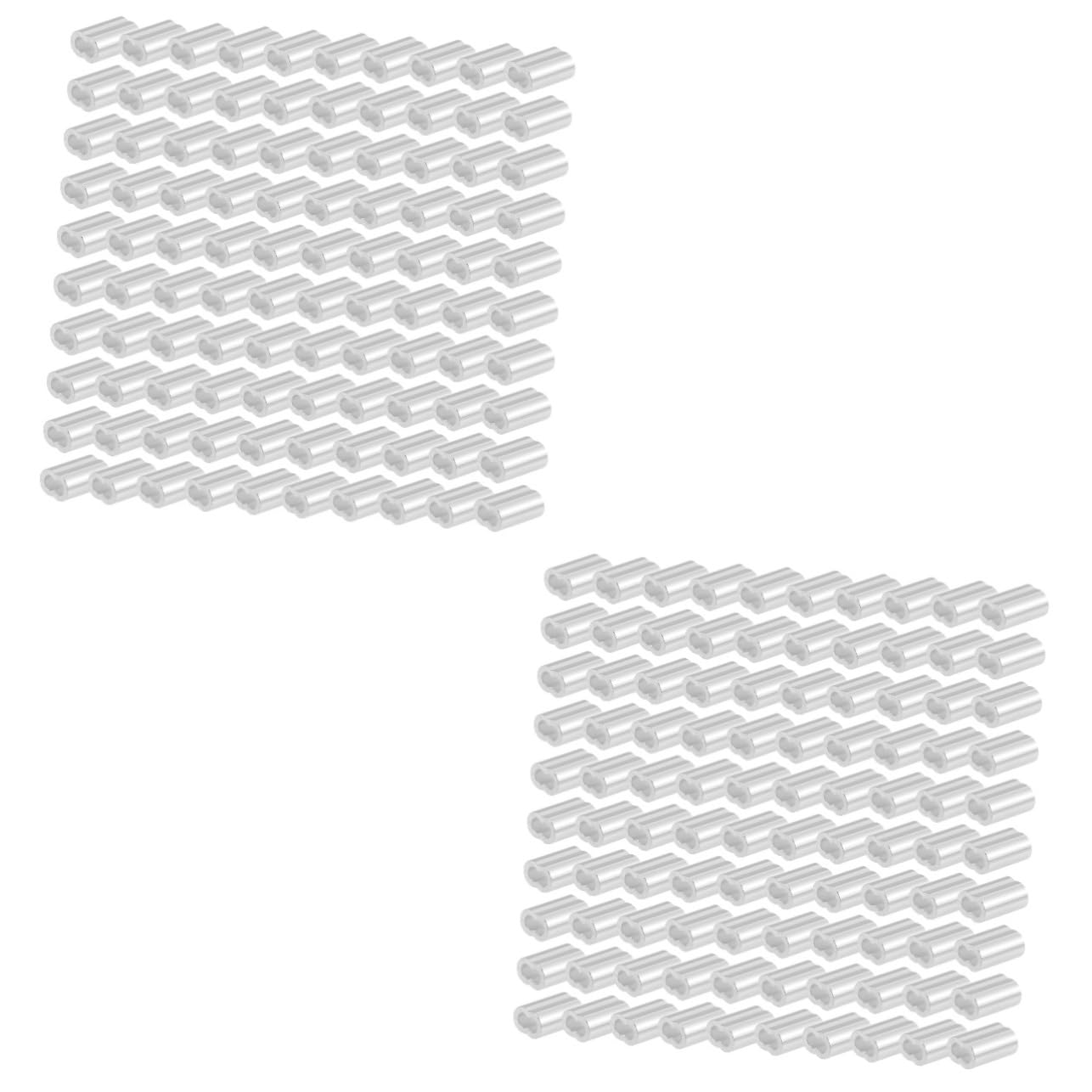 KICHOUSE 200 Pcs 8-shaped Aluminum Sleeve Aluminum Crimp Sleeves Cable Sleeves Cable Rope Sleeve Aluminum Sleeve for Wire Aluminum Crimp Loop Sleeve Aluminum Crimping Loop Sleeve Silver