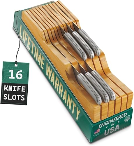 Bellemain organizador de cuchillos para cajón 100% puro bambú
