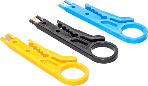 LINKOMM Paquete de 3 pelacables de red Ethernet mini y herramienta de perforación de 110 cuchillas