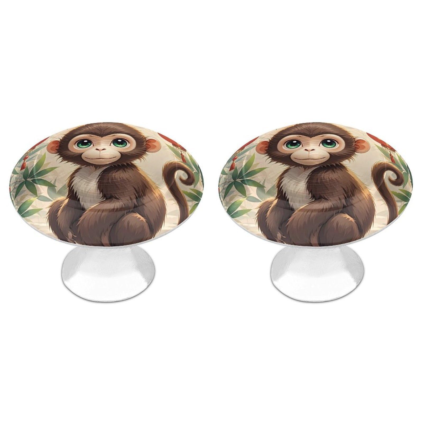 Fekiloot White Chinese Style Monkey Cabinet Knobs For Kitchen Ornament, Round Zinc Decorative Drawer Pulls For Cabinets Trendy, Dresser Drawers Pulls Bathroom Dresser Knob With Screw