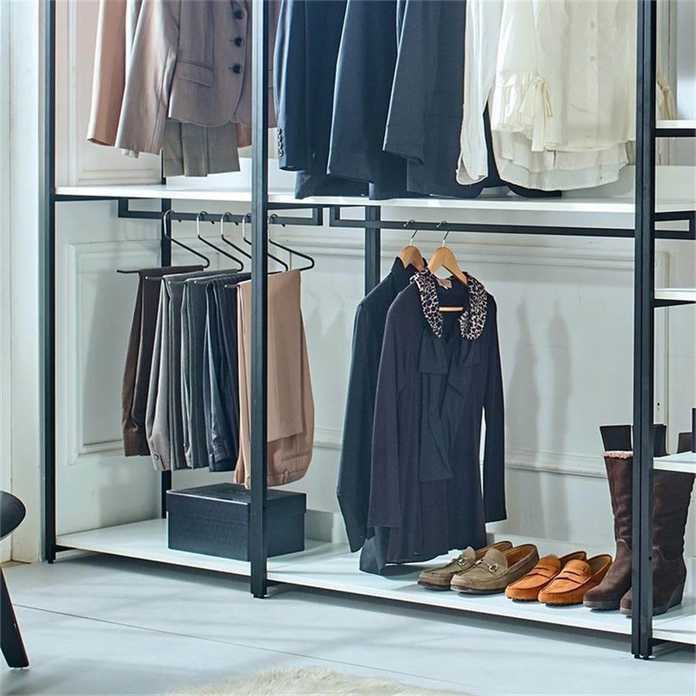 Fiona White Freestanding Walk in Wood Closet System with Metal Frame