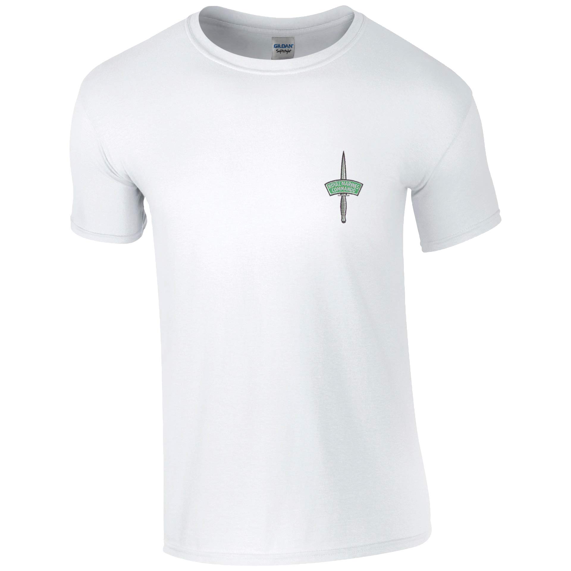 Embroidered Royal Marines Commando Dagger Mens T Shirt British Army Military Embroidery (2XL, White)
