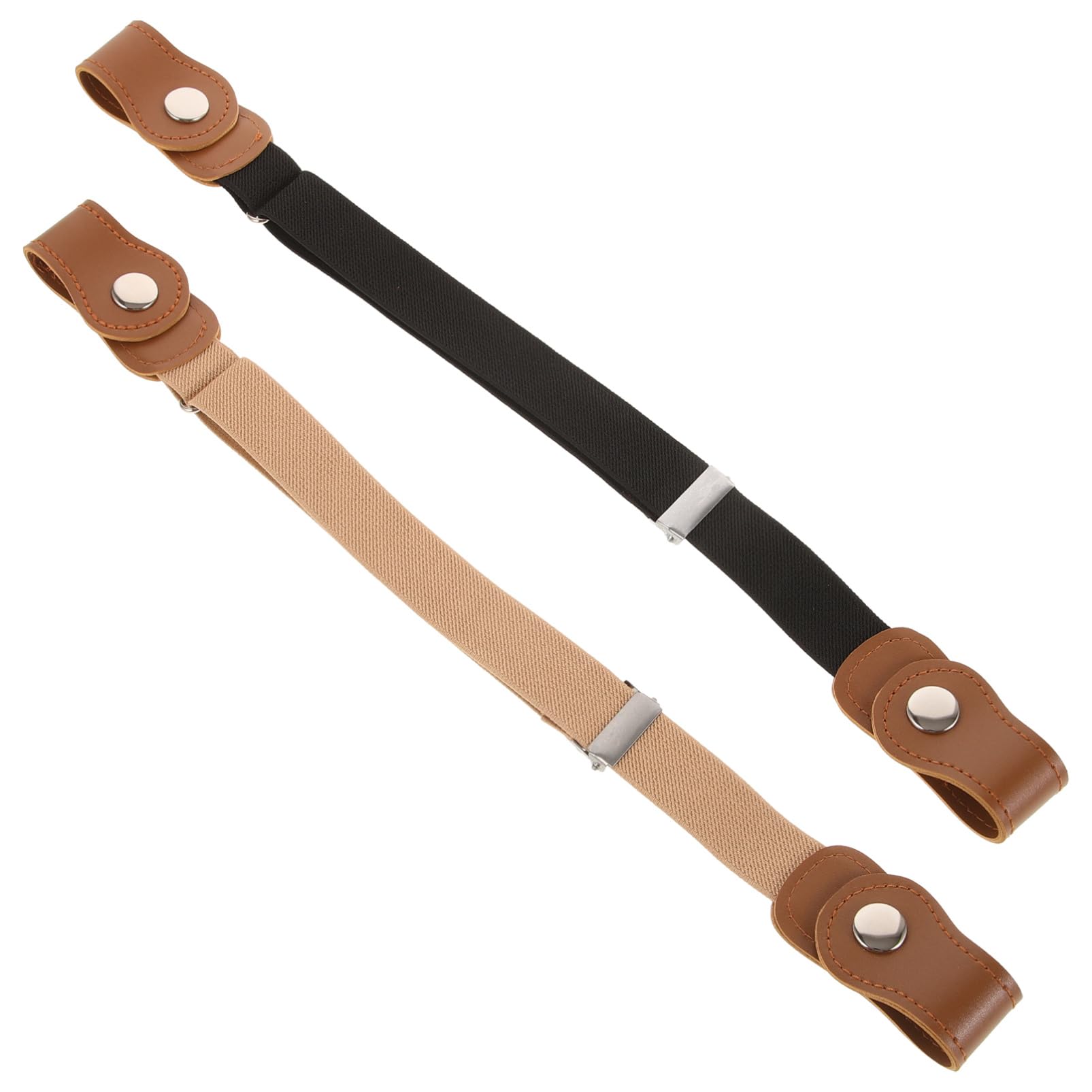 LIFKOME Boys and Girls Belt 2pcs Elastic Waist Belts for Boys Girls Dress Belts Holes Brown
