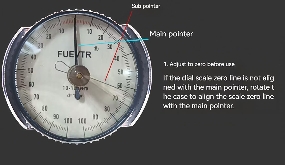ThreeH Clé dynamométrique à cadran 0-100 Nm/0-73,76 ft·lb 1/2" Drive Precision Torque Meter Test Outil de mesure Clé Clé pour réparation de machines automobiles