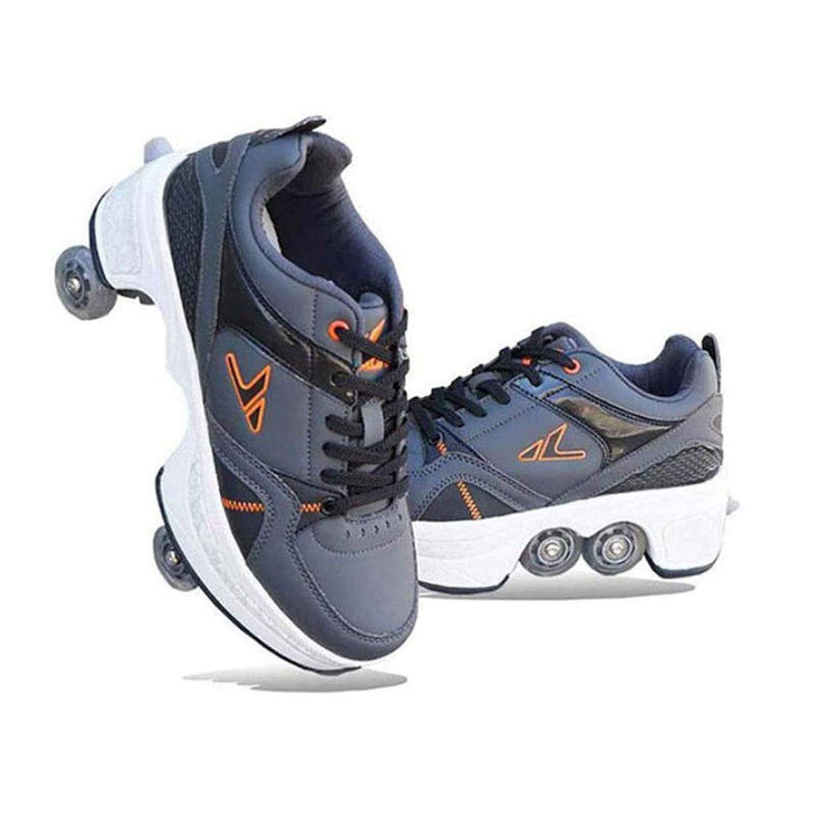 Patines Paralelos Multiusos 2 En 1, Patines De Cuatro Ruedas, Patines Para Principiantes De Diseño Elegante, Zapatos Deportivos Unisex Para Niños Adultos Al Aire Libre
