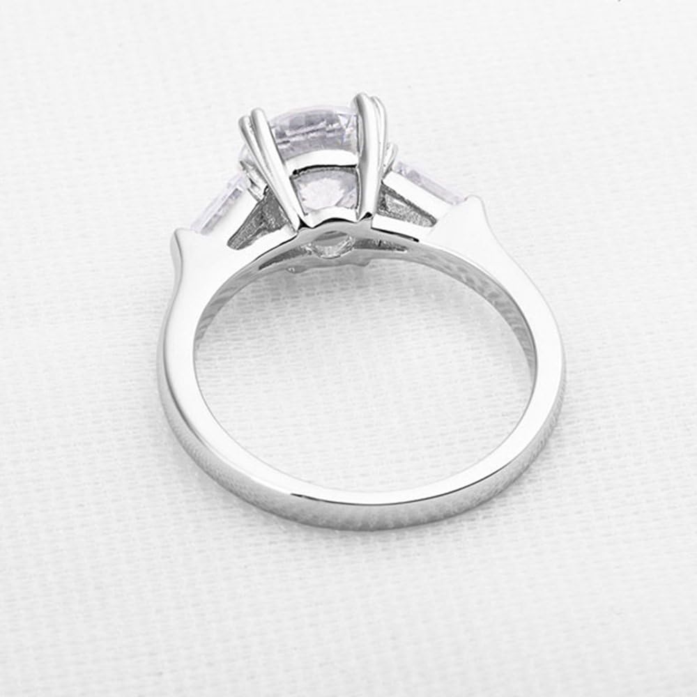 espere Sterling Silver 2 Carat CZ Baguette Round Solitaire Engagement Ring Bridal Wedding Jewelry - Image 7