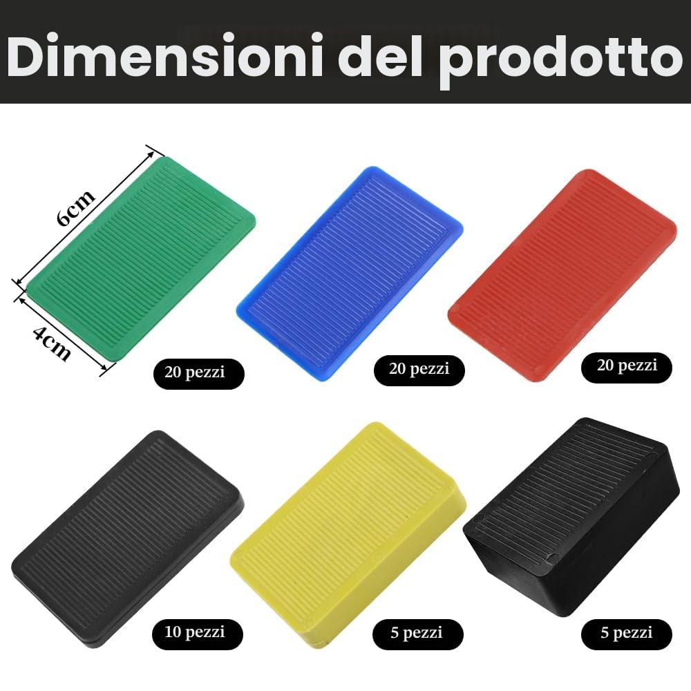 80 pezzi Spessori in plastica 40 x 60mm distanziatori per piastrelle cunei per piastrelle pavimento laminat spessori:2, 2.8, 3.5, 5, 10, 20 mm