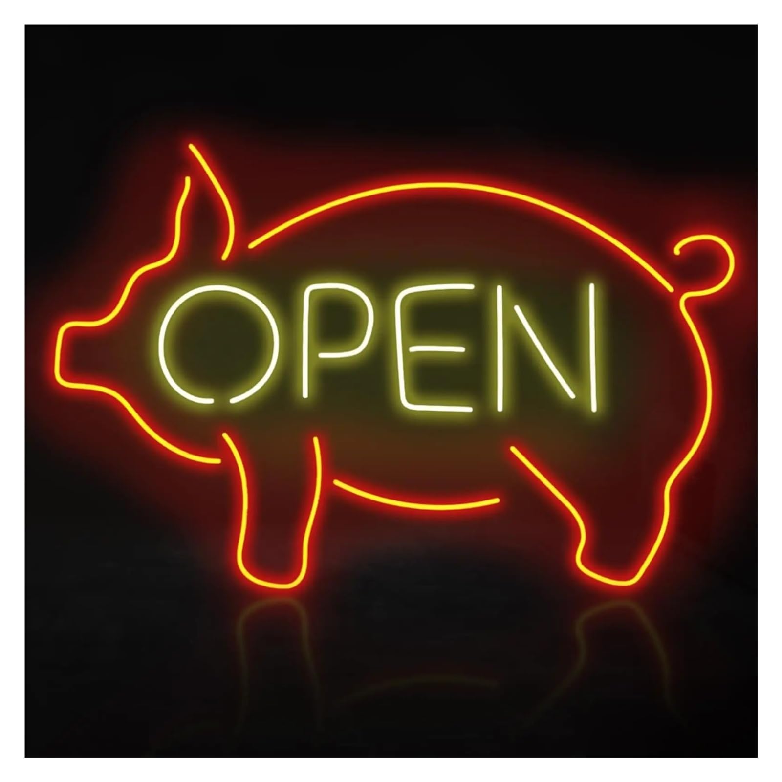 Wiszące neony artystyczne Neon"Pig Open"Sklep Firmowy Lampa Led Light Do Restauracji Kuchnia Grill Wesele Pokój Na Przyjęcie Urodzinowe 38x25.09cm