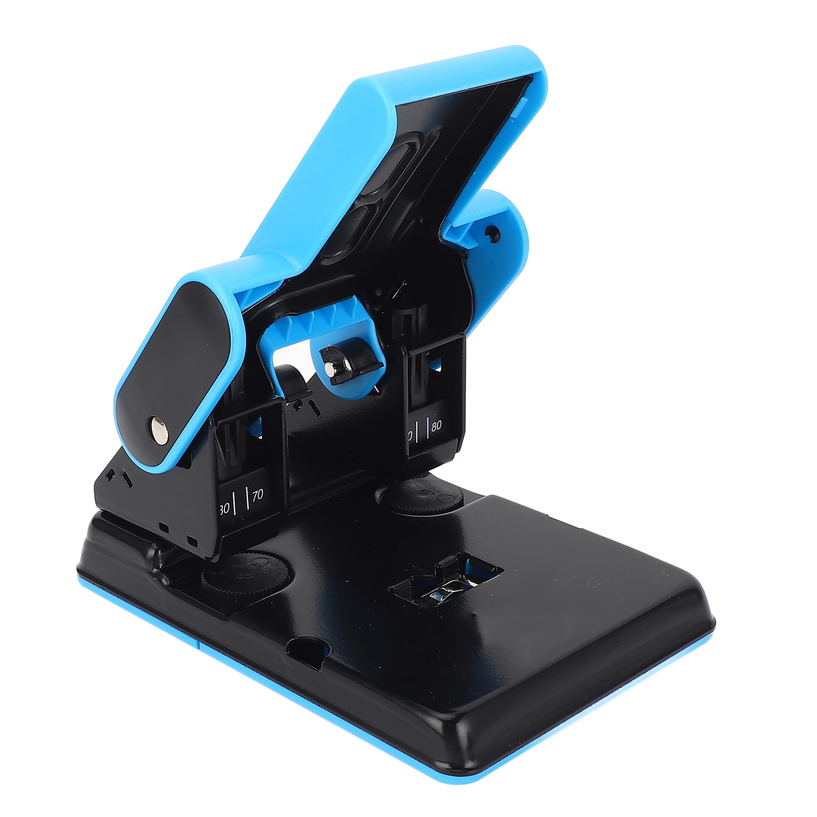 Perforatrice professionale a 2 fori, capacità di 70 fogli, con guida in metallo, righello per carta A4, uso ufficio, struttura in lega ABS, spaziatura 70 mm, 80 mm.