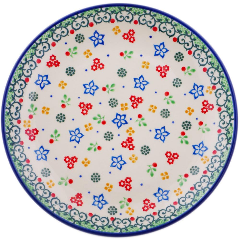 Authentic Polish Pottery Dessert Plate Signature UNIKAT in Cookie Sprinkles Design Handmade in Boles?awiec Poland by Ceramika Artystyczna + Certificate of Authenticity