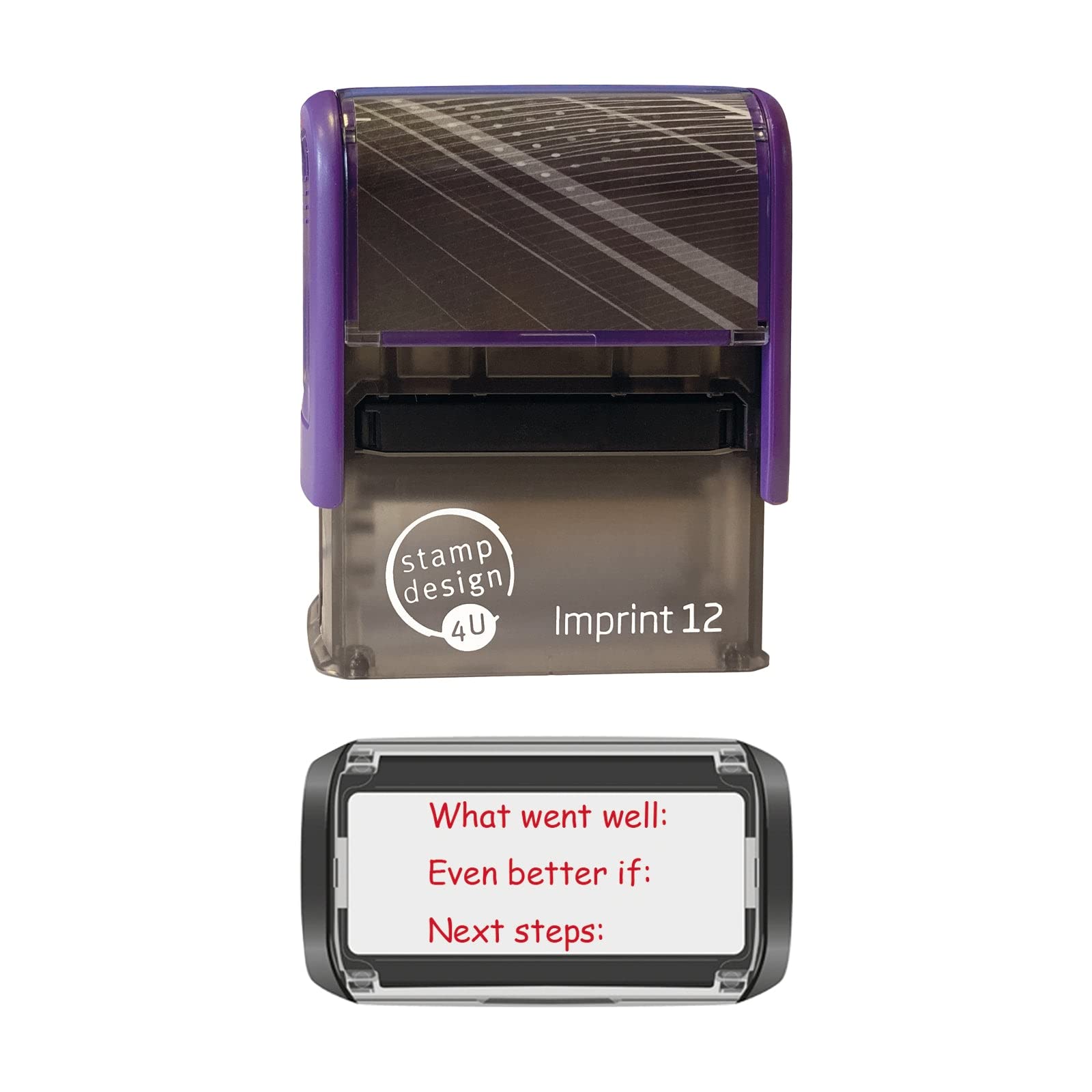 Stamp Design 4U Imprint 12 What Went Well, Even Better if, Next Steps School Education rewarding Marking Stamp
