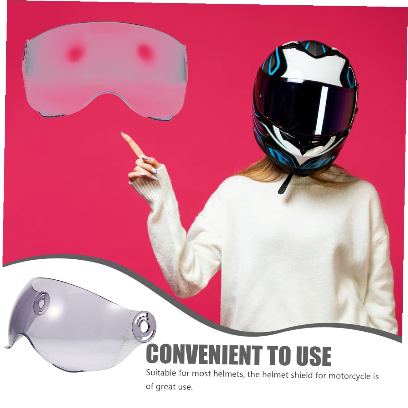 Visiera Casco Bhr in Plastico Resistente per Casco Moto, Protezione Viso da Vento e Sabbia, Accessorio per Elmetto Motociclistico