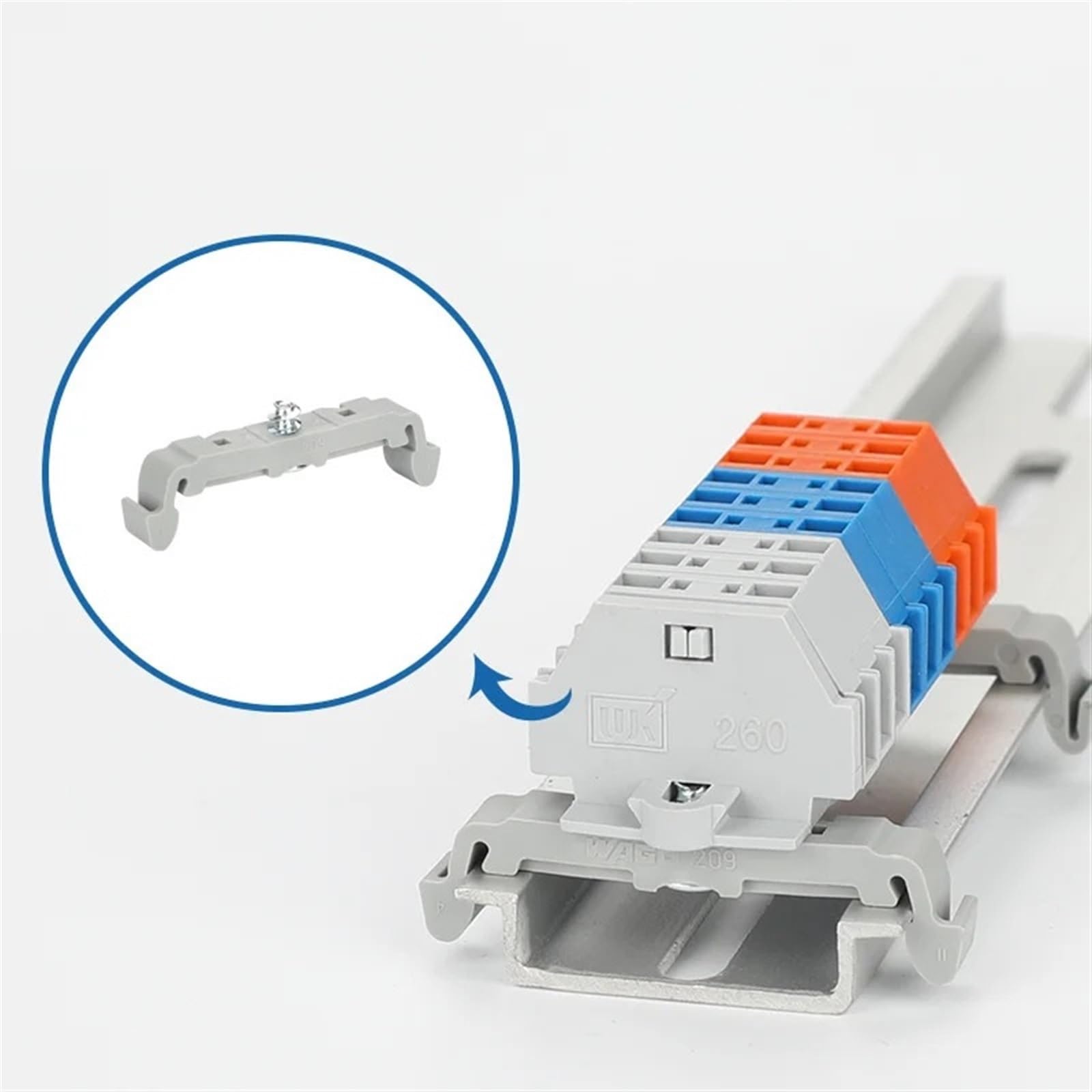 10Pcs 209-123 Din Rail Terminal Block Mounting Foot with Screw for 260,261,262 Series Spring Cage Terminals Fixed Holder Carrier