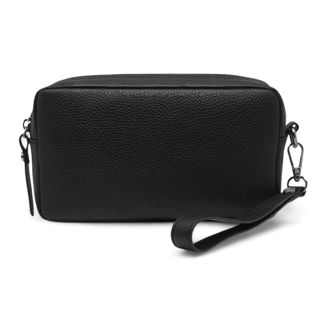 FAST WORLD SHOPPING Bolso de muñeca de piel auténtica, bolso de hombre con asa extraíble, riñonera de mano fabricada en Italia, bolsa con asa bajo los brazos, oficina, viaje casual, 22 x 12 x 5 cm