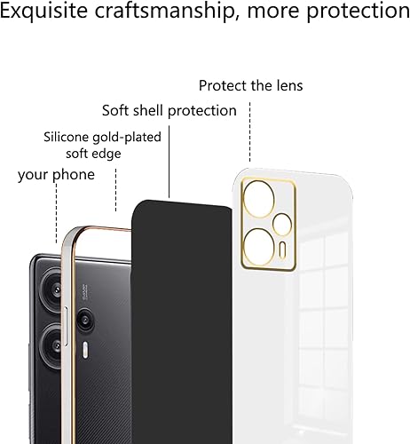 Miniatura 6 de Wousunly Compatible con Poco F5 Funda Silicona Rosa, Chapado Xiaomi Poco F5 Funda para teléfono a prueba de golpes Funda delgada y suave (blanco)